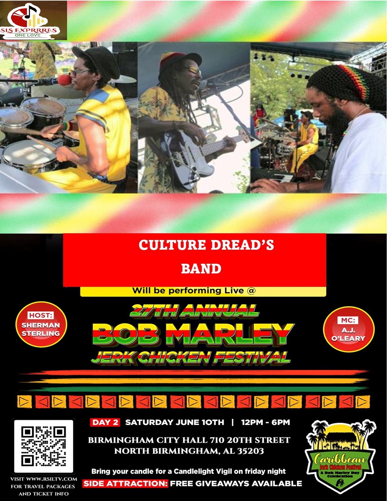 SLS Exprrres and La Cabana LLC, Presents The 27th Annual Bob Marley Day celebration A Taste of the Caribbean Jerk Festival and Reggae and Latino Music Series. A Two Day Event Friday June 9, 2023, and Saturday June 10, 2023
